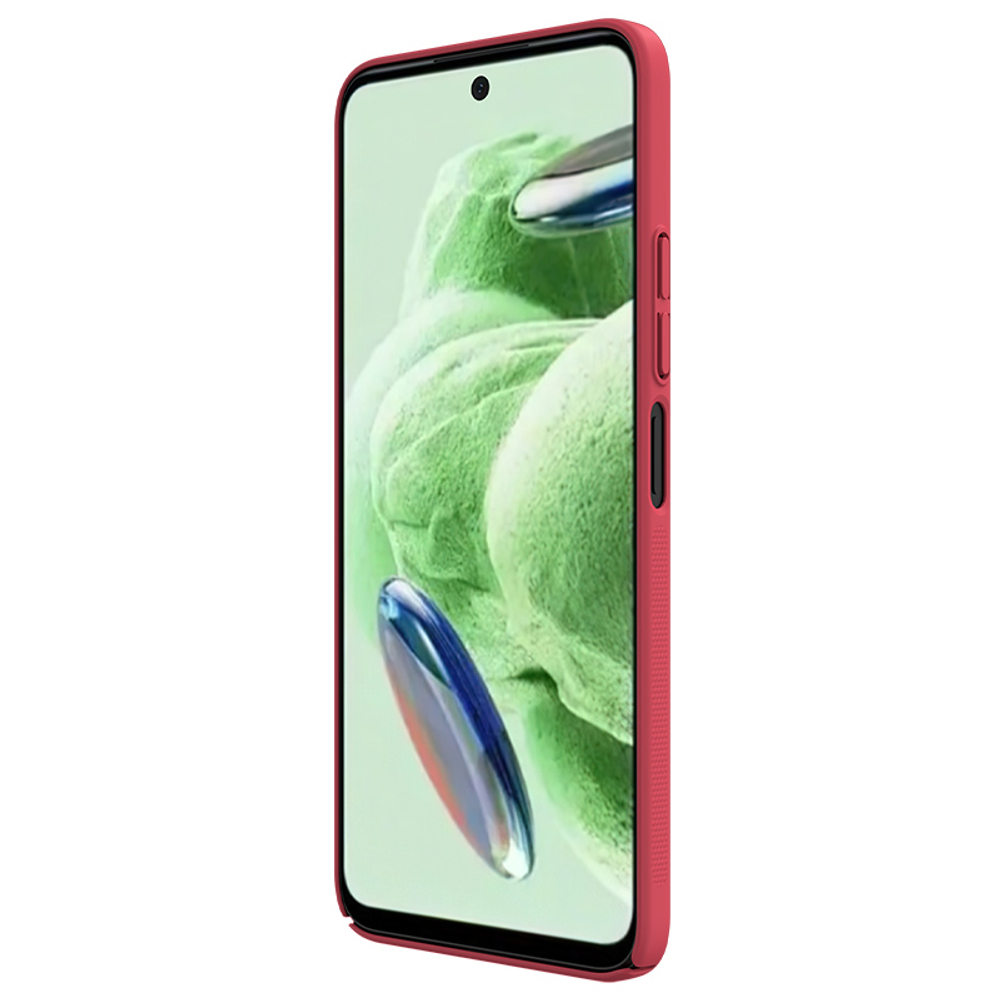 Тонкий жесткий чехол красного цвета от Nillkin для смартфона Xiaomi Redmi 12 4G и Note 12R 5G, серия Super Frosted Shield