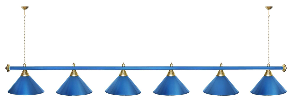 Лампа STARTBILLIARDS 6 пл. (плафоны зеленые,штанга золотая,фурнитура золото)