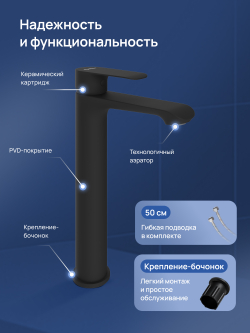 Смеситель для раковины STWORKI Копенгаген S42020BK черный