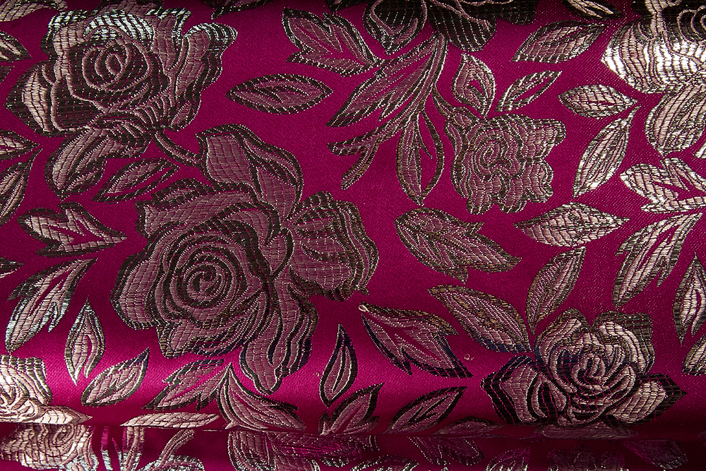 Ткань Атлас-парча ярко-розовая арт. 104107