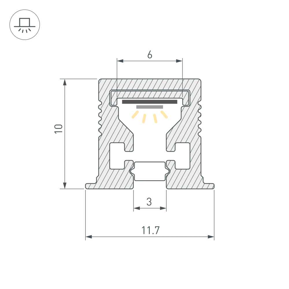 Профиль с экраном SL-MINI-3-H10-F12-2000 IRON GREY (Arlight, Алюминий+пластик) 055322