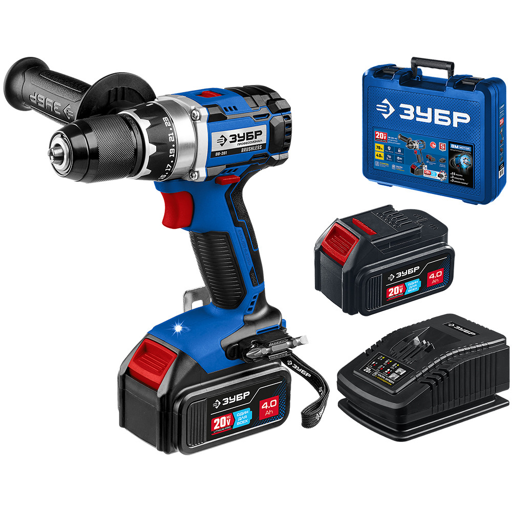 Дрель-шуруповерт Зубр Профессионал DB-201-42 20В 2х4 Ач