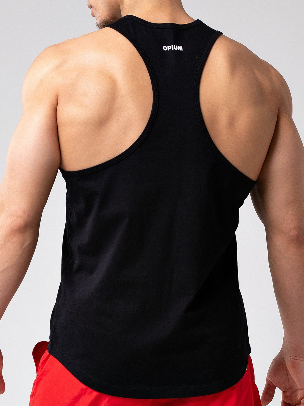 Мужская майка-борцовка из хлопка (Размер: XXL) (Цвет: черный)