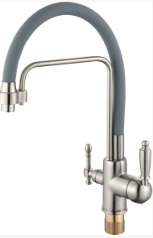 15006-G Смес. для кухни с гиб шланг и под филт (САТ.+СЕР.) ViEiR (10/1шт)