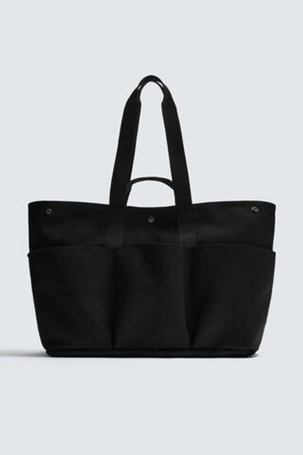 ZARA СУМКА ШОПЕР ИЗ ТЕХНО ТКАНИ, ЧЕРНЫЙ