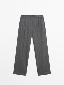 Massimo Dutti Брюки в тонкую полоску с вытачками, угольный
