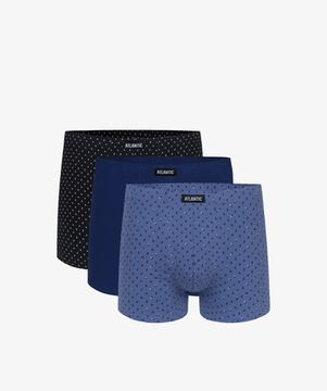 Трусы мужские боксеры (3шт), Atlantic 3MH-025/02, черный + темно-голубой + голубой