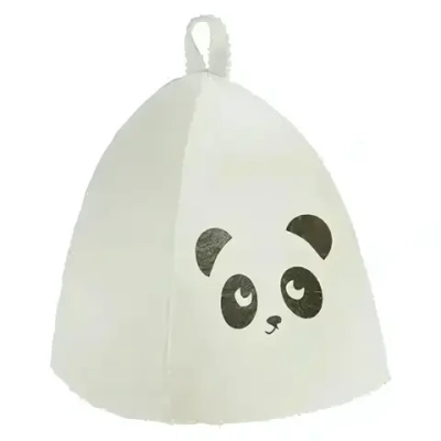 Шапка банная детская «Классическая» серая с шелкографией «Панда» (без упаковки)