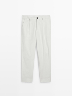 Massimo Dutti Широкие брюки с вытачками, белый