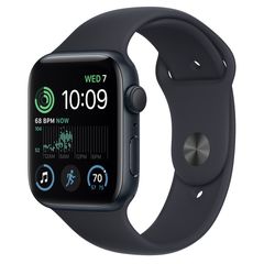 Умные часы Apple Watch Series SE Gen 2 44мм из алюминия цвета «тёмная ночь», спортивный ремешок «тёмная ночь» (M/L 150–200mm)