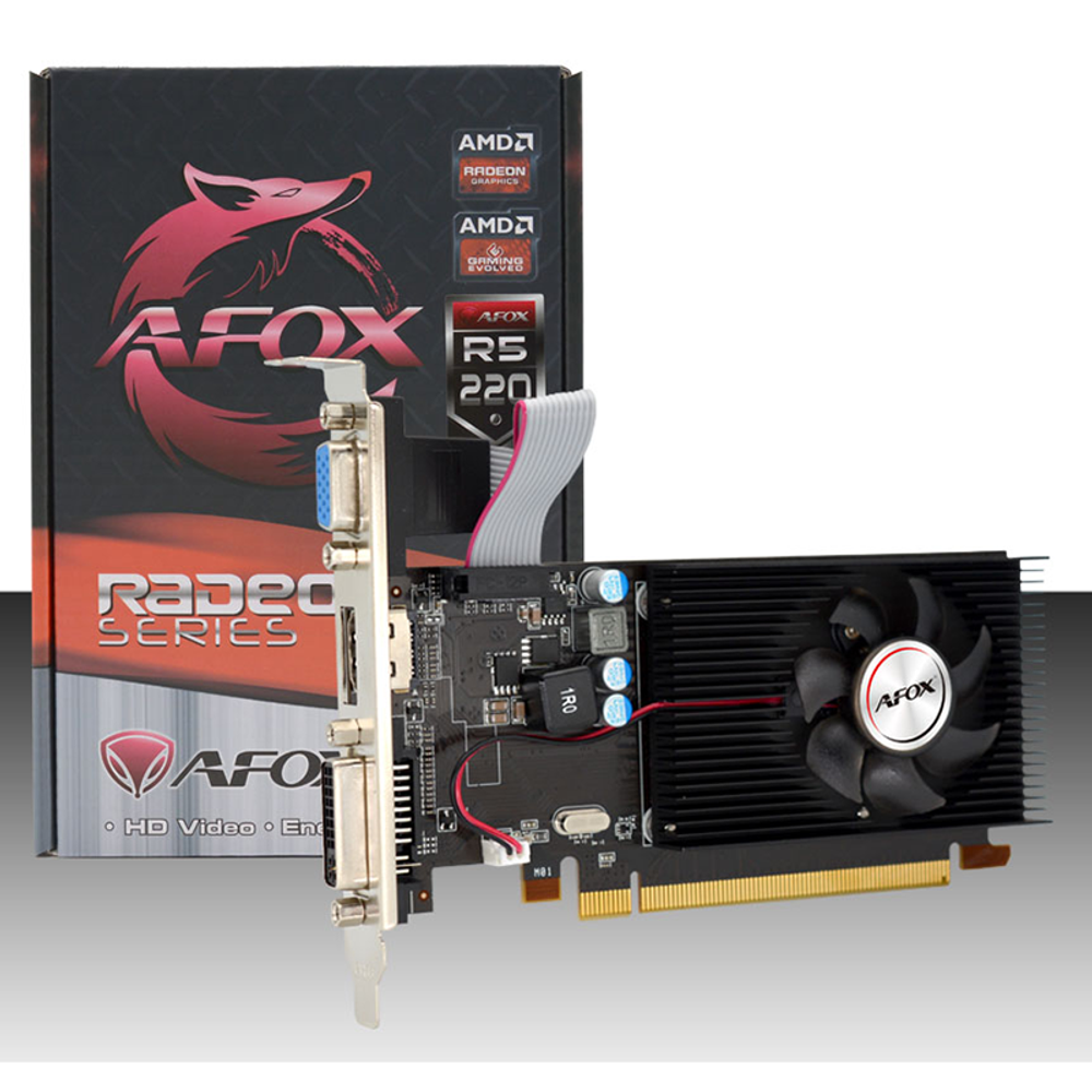 Видеокарта AFOX AMD Radeon R5 220, 2Гб GDDR3, 64 бита, LP, Retail (AFR5220-2048D3L5)