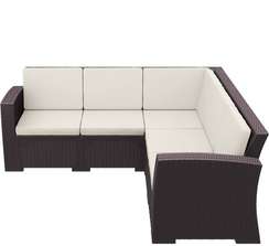 Диван пластиковый плетеный угловой с подушками Monaco Lounge Corner, коричневый