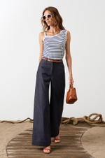 22995 Топ женский (молочно-синяя полоска)