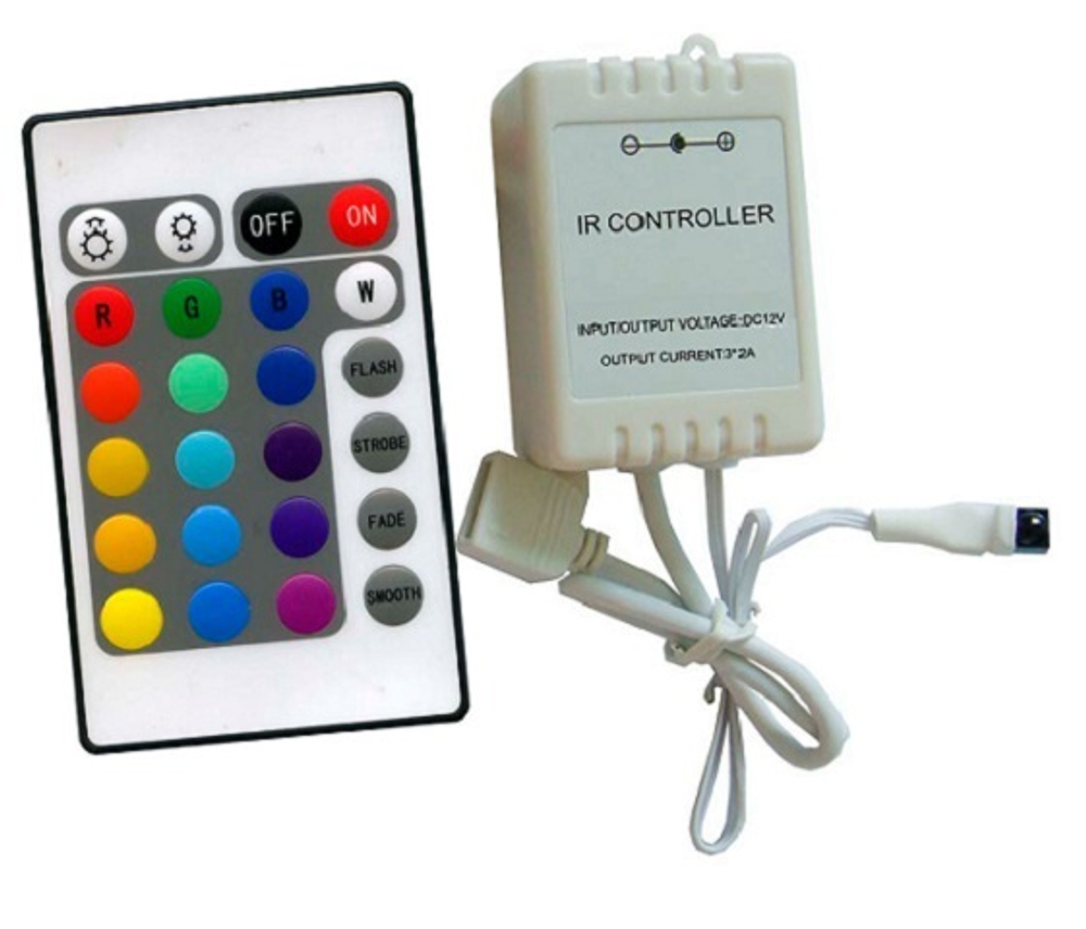 Контроллер RGB 12V. 72W. 6A с цветным пультом, 24 кнопки