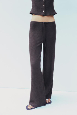 ZARA БРЮКИ ПРЯМОГО КРОЯ ИЗ РЕЛЬЕФНОЙ ТКАНИ, ШОКОЛАДНЫЙ