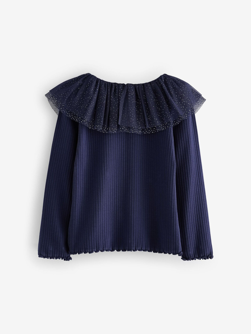 Лонгслив с воротником для девочки Next B44-993, Темно-синий