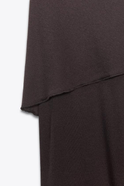 ZARA ЮБКА МИДИ ИЗ МЯГКОЙ ТКАНИ, ШОКОЛАДНО-КОРИЧНЕВЫЙ