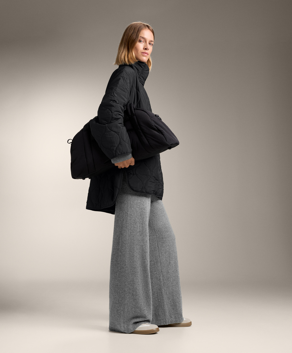 OYSHO Брюки прямого кроя из 100% кашемира, серый меланж