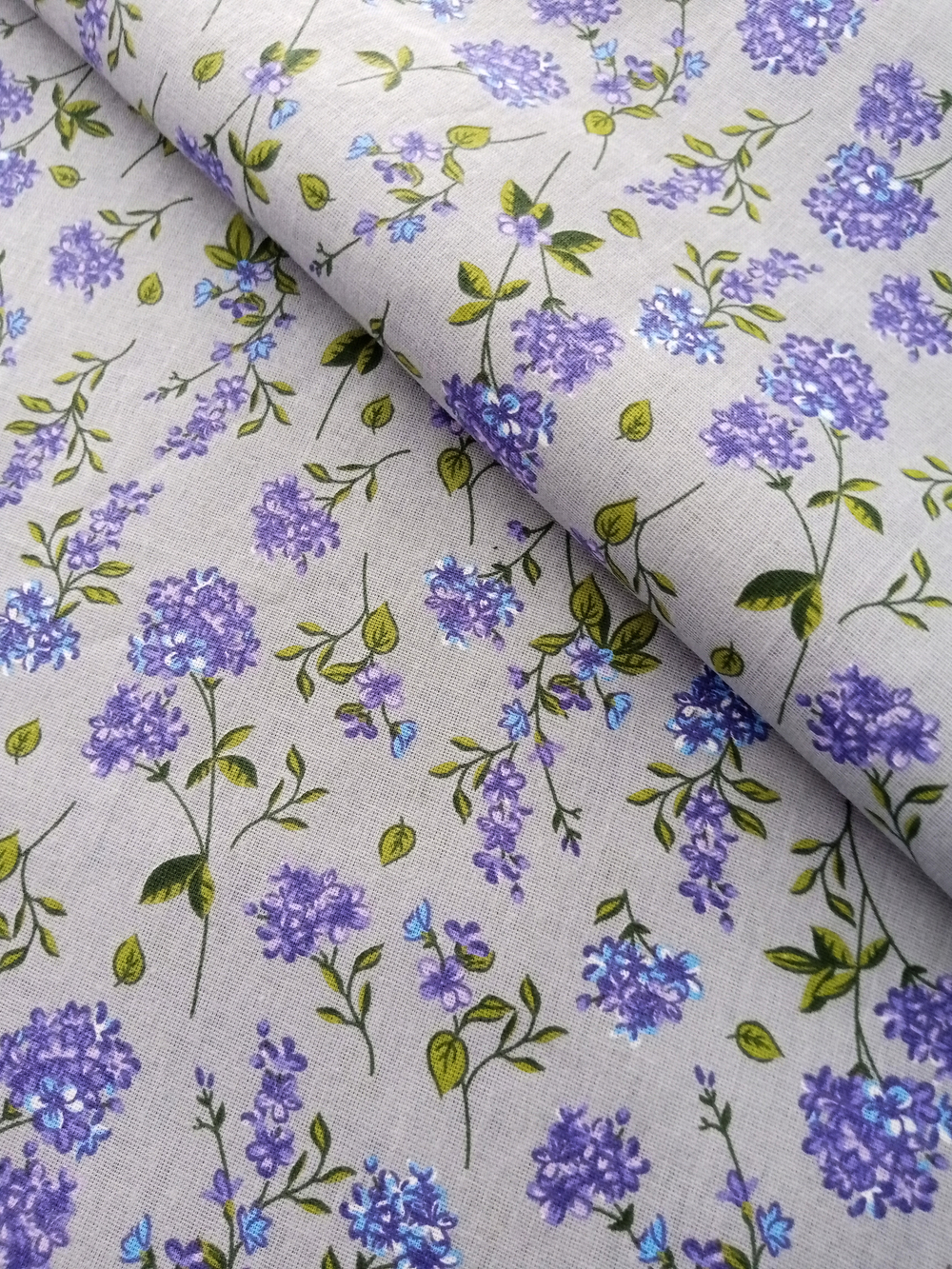 Ткань бязь плательная, рис. "Сирень", ширина 150 см, арт. 772