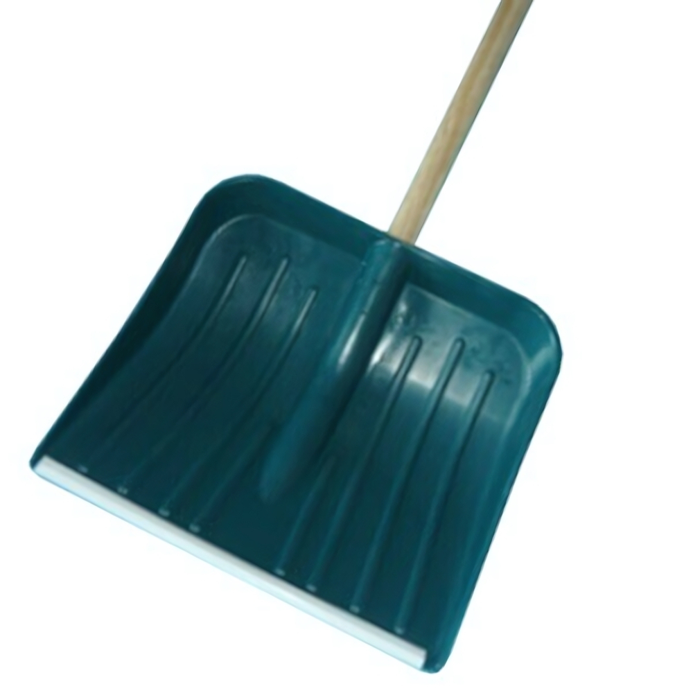 Лопата снеговая с черенком с металической планкой 440*440 черная