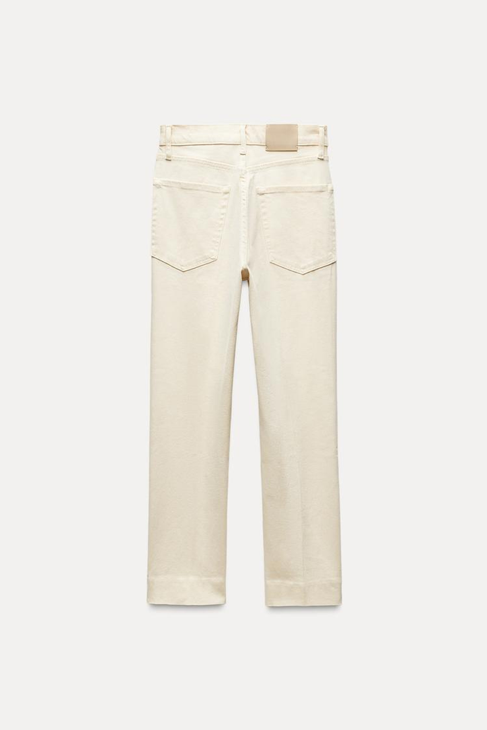 ZARA УКОРОЧЕННЫЕ ДЖИНСЫ С ВЫСОКОЙ ПОСАДКОЙ, ЖЕЛТОВАТО-БЕЛЫЙ