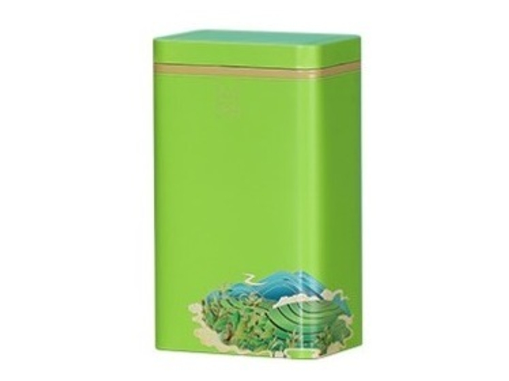 269125.1 Банка "Чайные террасы", прямоугольная , жесть зелёный