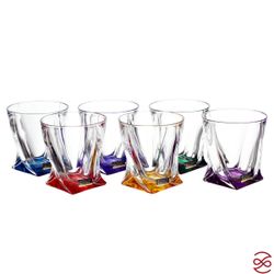 Набор стаканов для виски Crystalite Bohemia Quadro Ассорти 340 мл(6 шт)