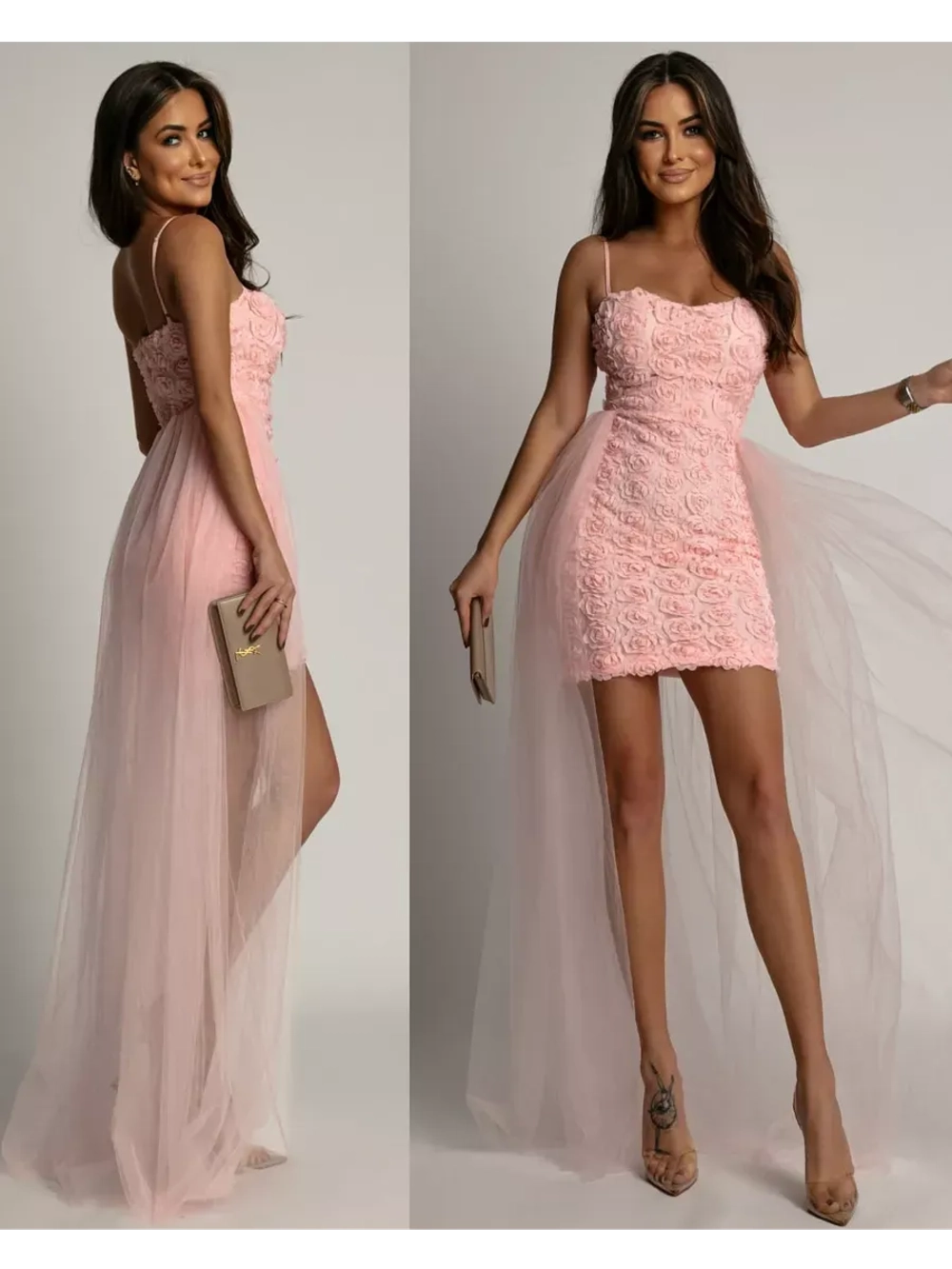 платье в цветочках со шлейфом из тюля + plus size