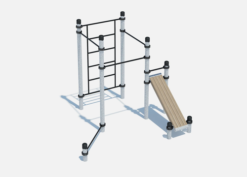 Воркаут-комплекс: 3 турника, шведская стенка, перекладина для отжиманий и наклонная скамья (цинк)