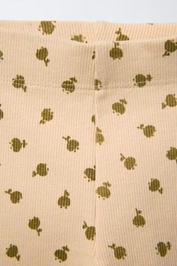 ZARA ЛЕГИНСЫ ИЗ ТРИКОТАЖА В РУБЧИК С ПРИНТОМ, ФИСТАШКОВЫЙ