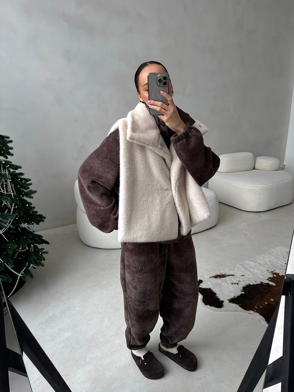 Брюки вельвет-альпака (шоколад)