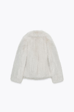 ZARA ШУБА ИЗ ИСКУССТВЕННОГО МЕХА — ZW COLLECTION, ЭКРЮ