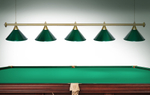 Лампа STARTBILLIARDS 5 пл. (плафоны зеленые,штанга золотая,фурнитура золото)