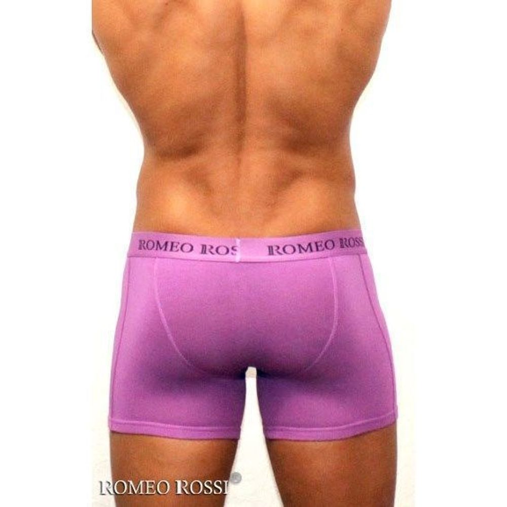 Мужские трусы боксеры удлиненные c резинкой Romeo Rossi сиреневые RR7001-06