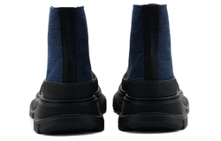 Alexander McQueen Tread Slick Short Stylish Skateboarding Shoes Women"s Blue Black