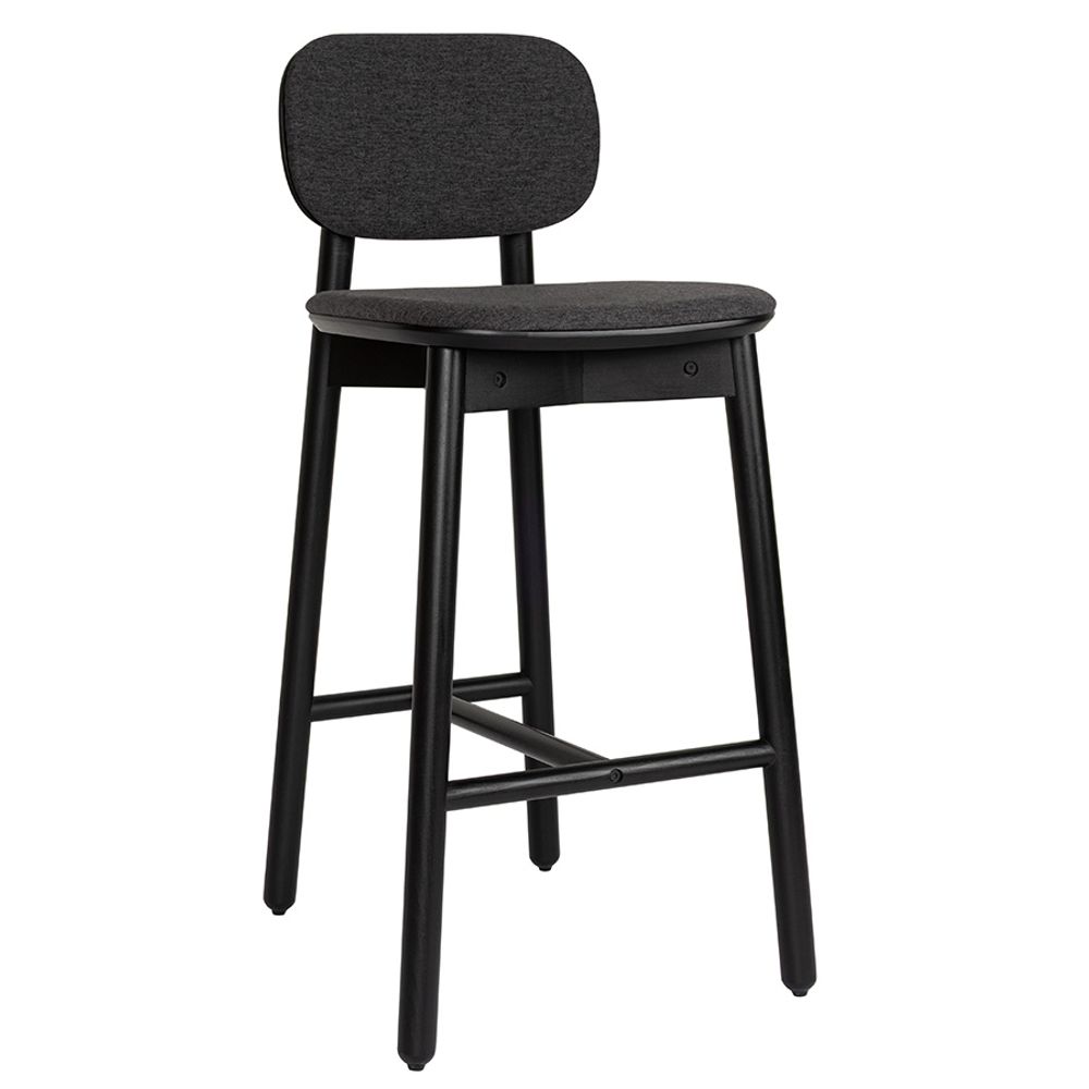 Стул барный с обивкой Saga, рогожка, темно-серый