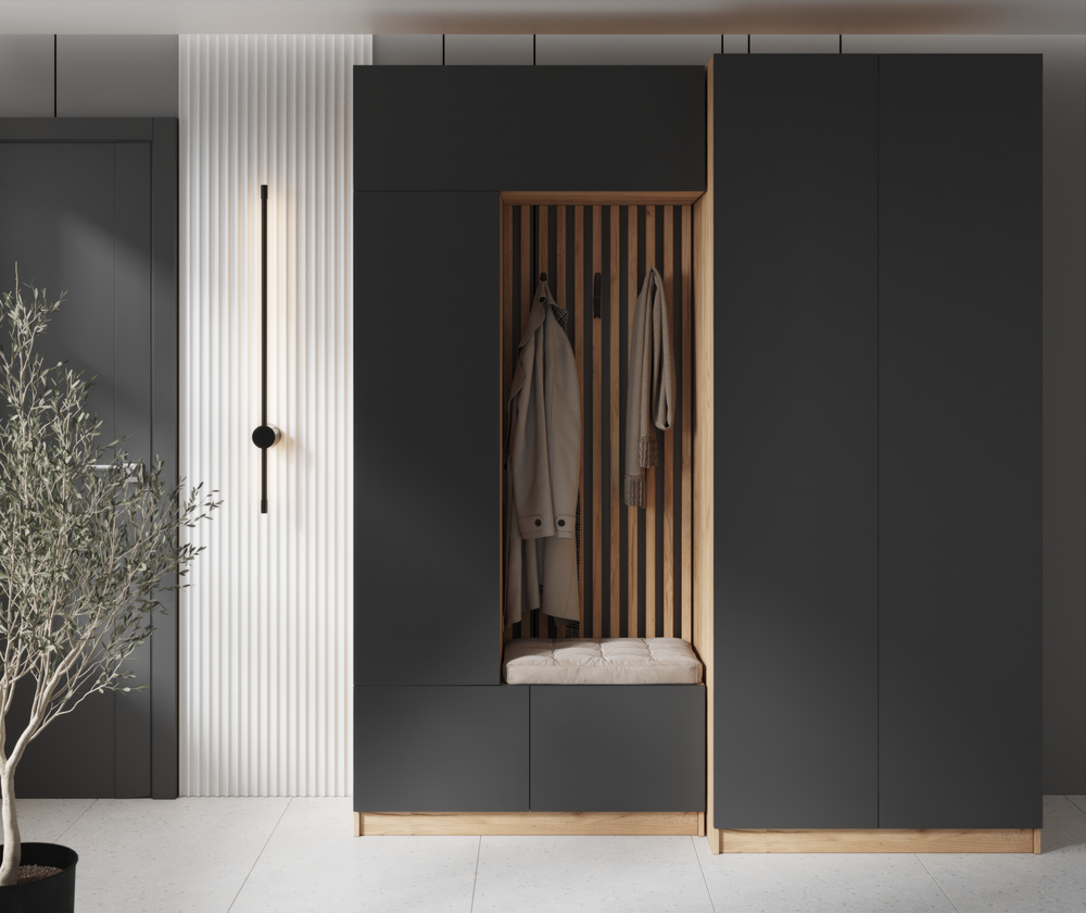 Прихожая 2 Сева ЛДСП дуб крафт золотой/ЛДСП графит