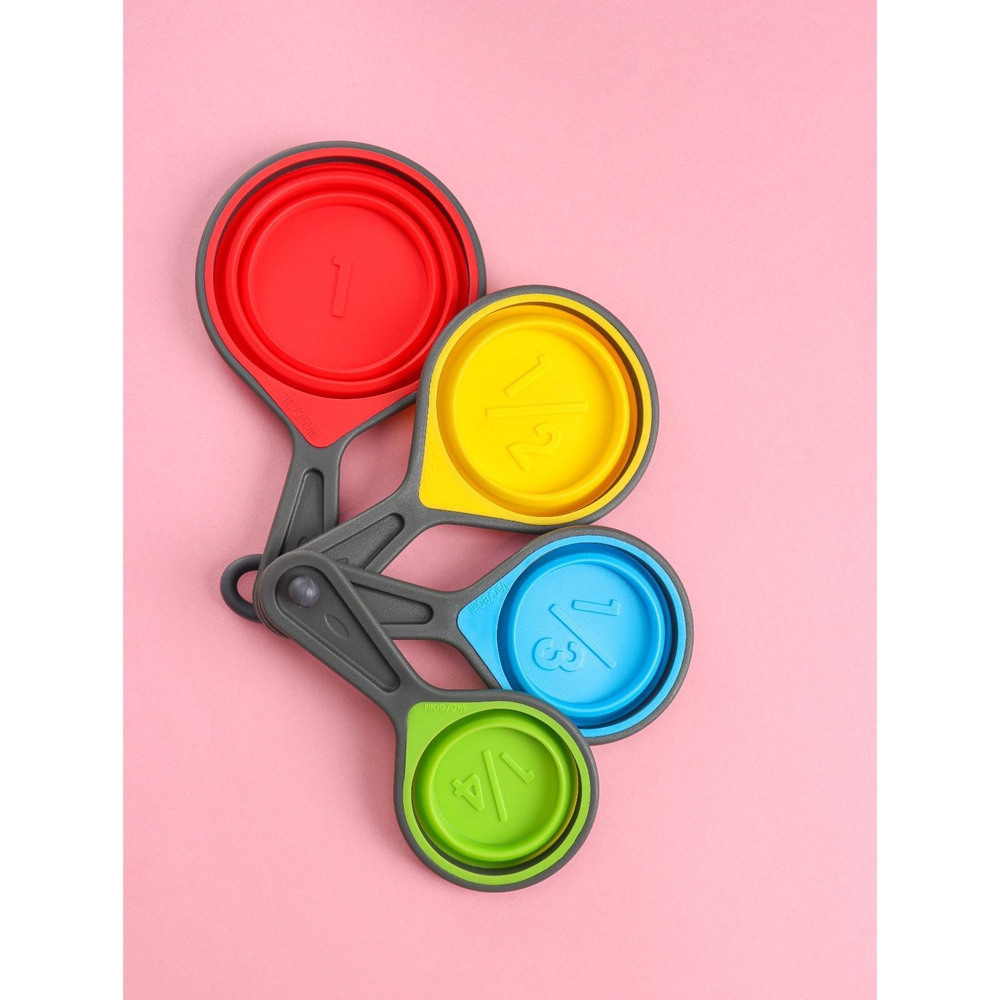 Набор мерных ложек складных Доляна «Светофор», 4 шт: 60 мл, 80 мл, 125 мл, 250 мл, цвет МИКС