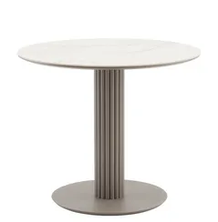 Стол Terano Ø90 см, белая матовая керамика, ножка латте