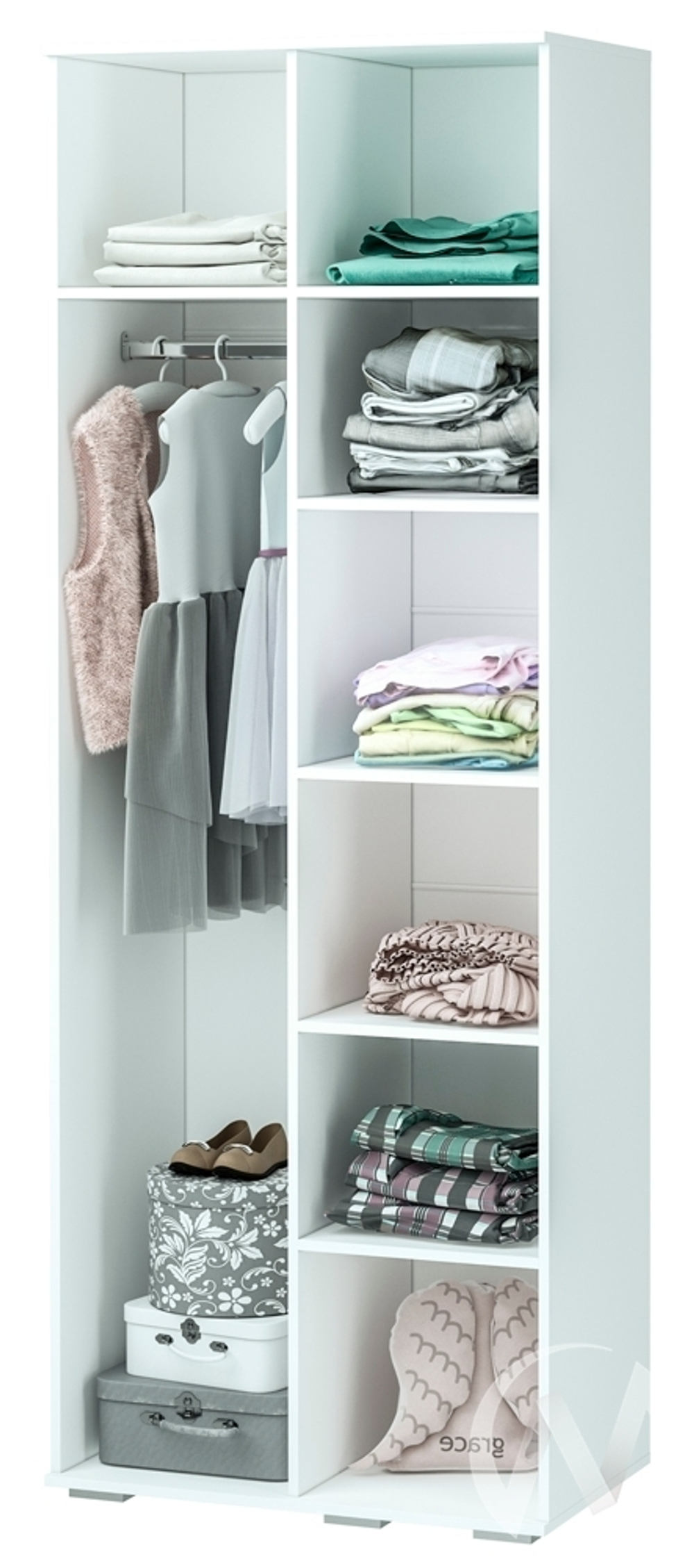 Шкаф ШК-09 МС Мемори (белый/смоки айз; смоки кисс)