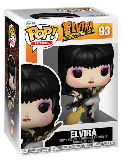 Фигурка Funko POP! Icons Elvira S5 Elvira Broom (93) 86440 / Фигурка Фанко ПОП! по мотивам фильма "Эльвира: Повелительница тьмы", Эльвира