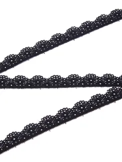 02-39 Кружево узкое эластичное 1,5 см, черный 170