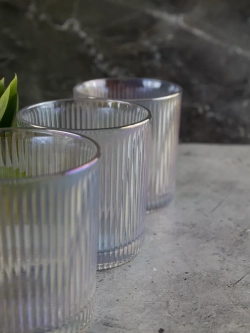 Набор ребристых бокалов для виски, 350 мл. 6 шт. перламутр