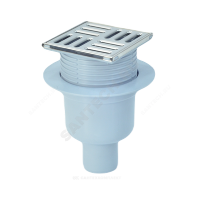 Трап регулируемый с гидрозатвором Дн 50 с нержавеющей решёткой 100х100мм вертикальный выпуск АНИ Пласт TA5702