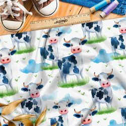 Ткань премиум флис анимационные коровы