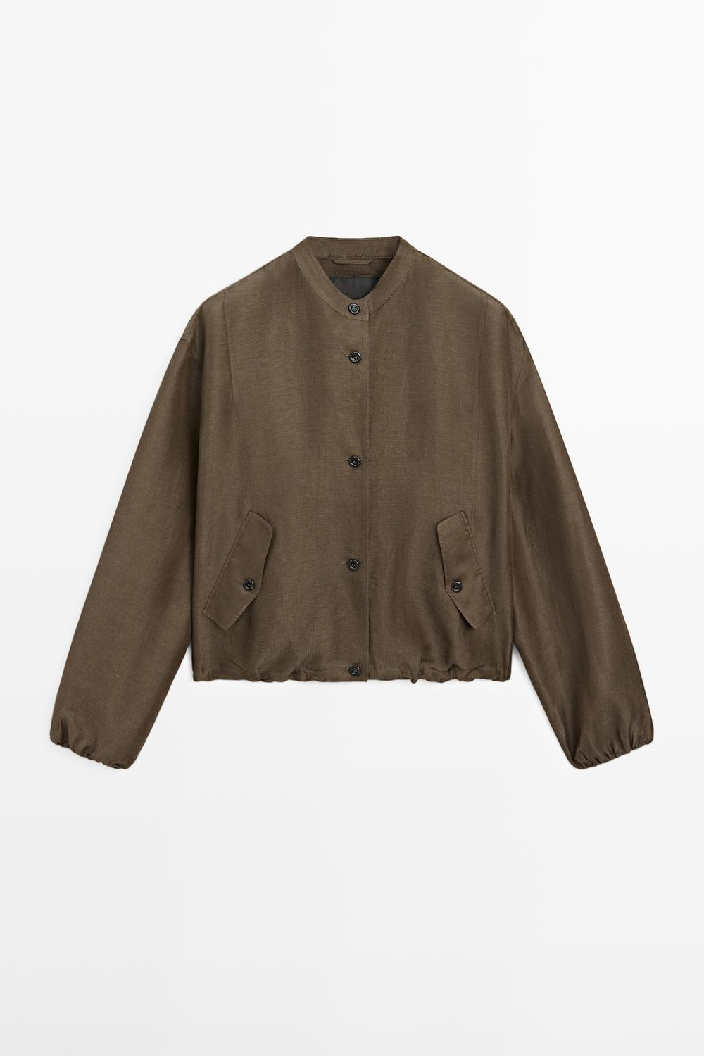 Massimo Dutti Бомбер изо льна и шелка, хаки