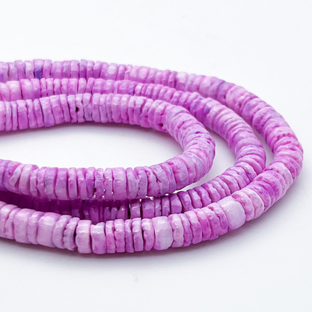 Ракушка тонированная, цвет сиреневый, размер 6 мм, цена за нить 60 см