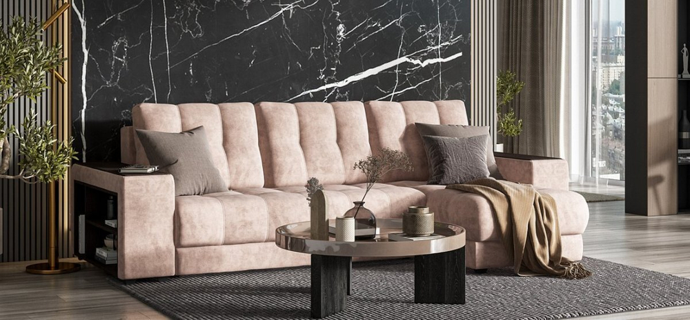 Угловой диван BOSS 3.0 XL Велюр Royal пион