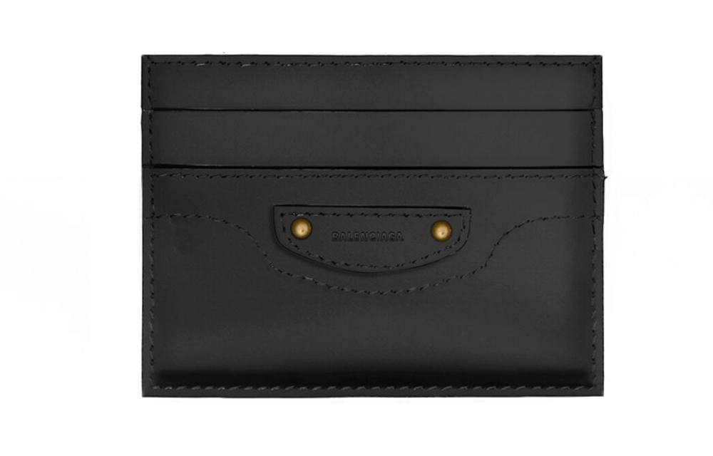 Balenciaga Neo Classic Solid Color Cow Leather Card Holder Card Holder Women"s Black