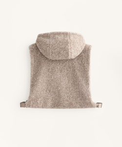 Oysho Жилет из овчины с капюшоном, серо-коричневый меланж